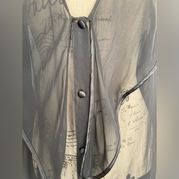 Sheer Black Button-Up Cardigan - Picture 2 of 7